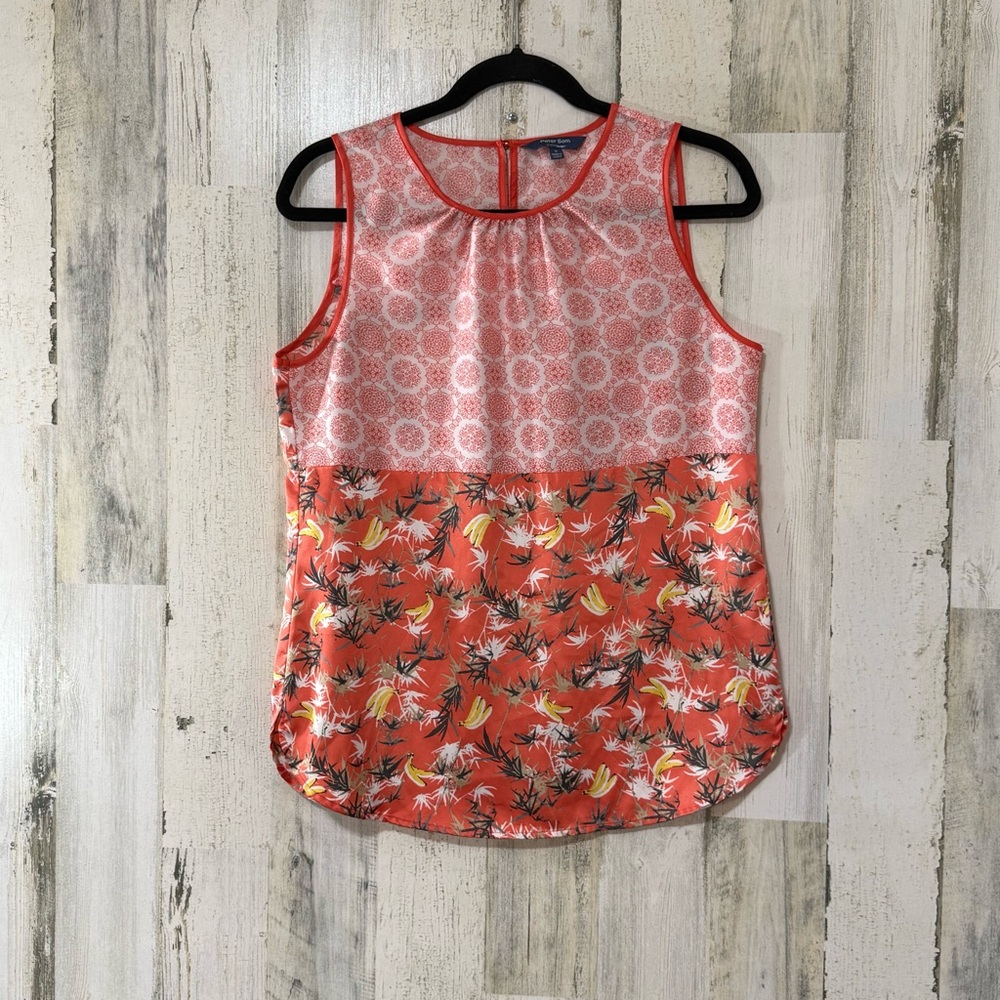 Peter Som Coral Cream Multi Design Sleeveless Tank Top Lightweight